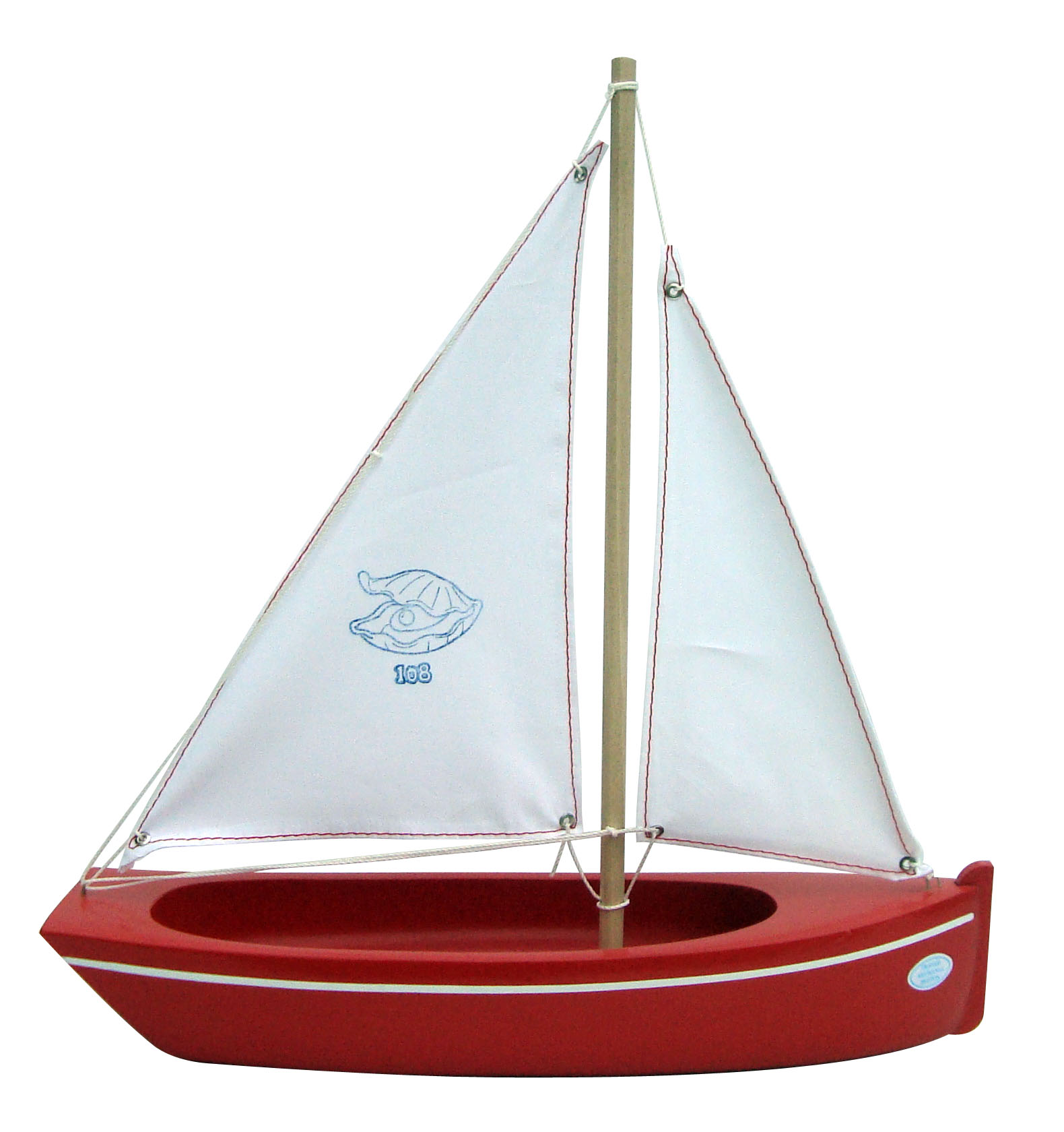 Small red toy boat. Handmade with love 