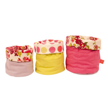 Little French Heart - little material storage pouches with flowers and dots