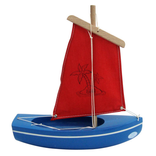 Little French Heart wooden toy sailing boat 202 blue red image
