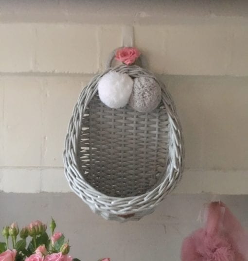 Lilu Vintage Wicker Wall Basket Grey