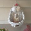 Lilu Vintage Wicker Wall Basket White with French Doll