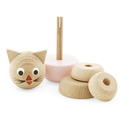 Traditional Wooden Learning Toy Cat Puzzle Pink