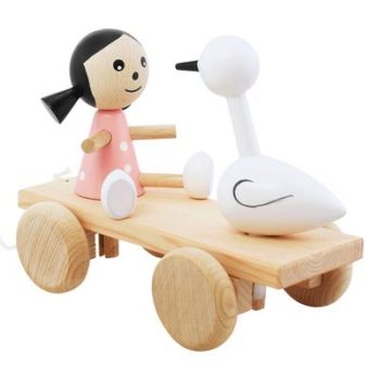 Wooden Pull Along Girl And Swan Toy