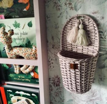 Blush Wicker Wall Basket With Tassels
