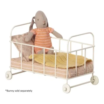 Maileg-Cot-Bed-Micro-Rose-with rabbit
