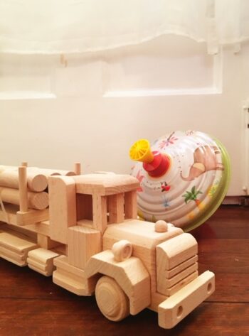 Toy wooden truck with logs