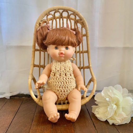 Dolls Romper Crocheted Natural French Heart