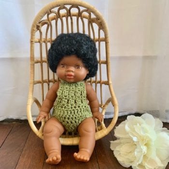 Dolls Romper Crocheted Olive Little French Heart 2