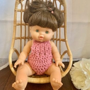 Dolls Romper Crocheted Rose Little French Heart