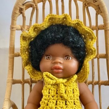 Dolls Ruffle Bonnet Crochet Marigold