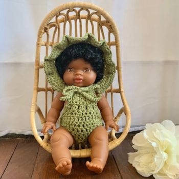 Dolls Ruffle Bonnet Crochet Olive