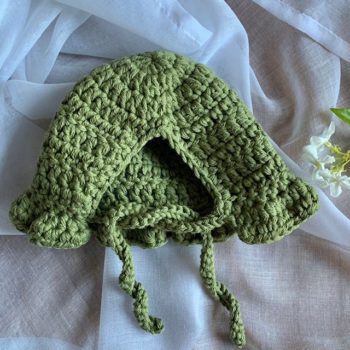 Dolls Ruffle Bonnet Crochet Olive