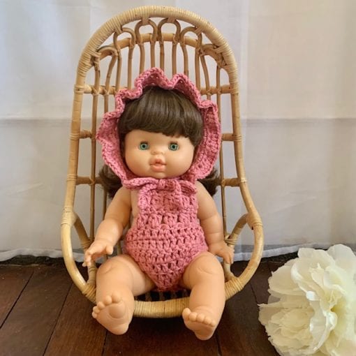 Dolls Ruffle Bonnet Crochet Rose Little French Heart