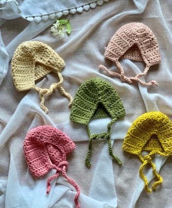 Crocheted Baby Doll Bonnets