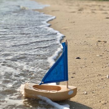 Toy Wooden Sailing Boat Little Blue Natural