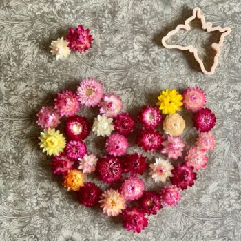 Dried Flowers Craft and Play Little French Heart Sensory Play