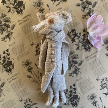 Sophie Digard Mouse in Natural Coat with Scarf