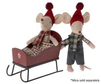 Maileg Sleigh - Mouse Red with mice - Little French Heart