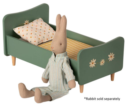 Maileg Wooden Bed Mini blue with rabbit #Littlefrenchheart