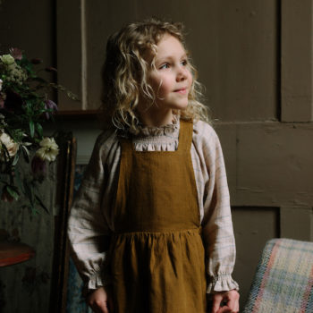 Nellie Quats Conkers Pinafore Burnt Caramel Linen #littlefrenchheart