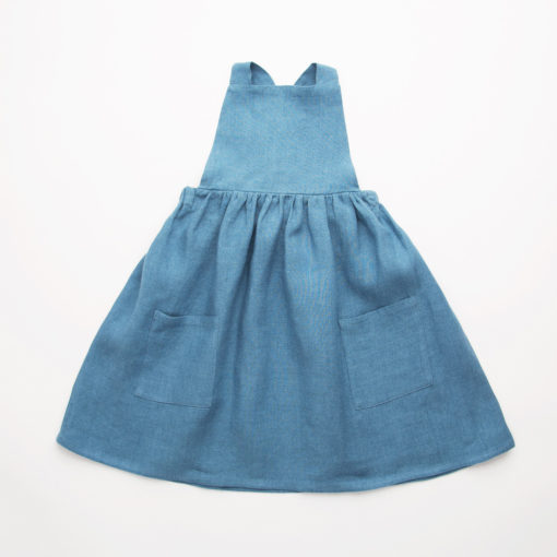 Nellie Quats Conkers Pinafore Cornflower Blue Linen #littlefrenchheart
