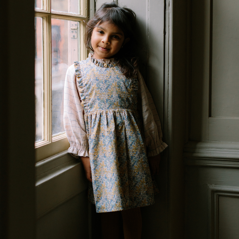 Nellie Quats Marlow Pinafore Aubrey Forest Liberty Print #littlefrenchheart 