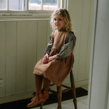 Nellie Quats Marlow Pinafore Rose and Caramel Check #littlefrenchheart