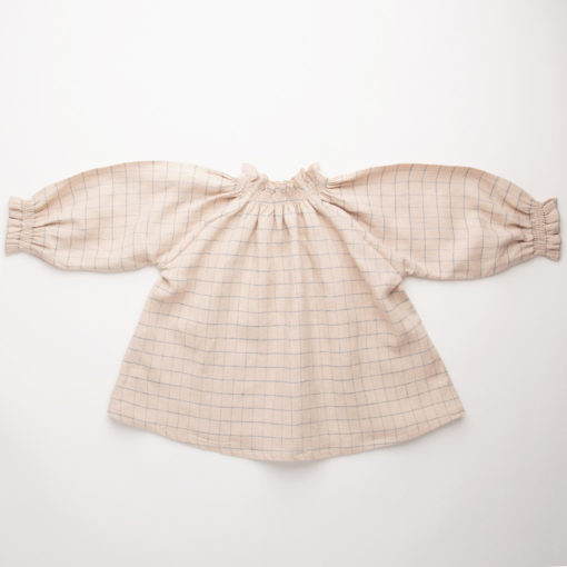 Nellie Quats Mother may Blouse Oat Cornflower Windowpane Check #littlefrenchheart