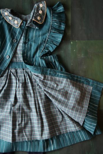 Bonjour Diary Apron Dress Blue Ikat Fabric #Littlefrenchheart3