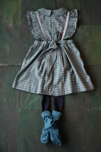 Bonjour Diary Apron Dress Small Blue Check Fabric #Littlefrenchheart.4