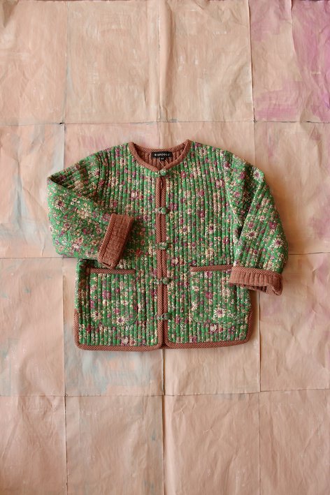 Bonjour Diary Quilted Jacket with small Green Flowers #Littlefrenchheart2