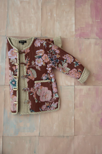 Bonjour Diary Reversible Quilted Jacket Big Brown Flowers Fabric #Littlefrenchheart