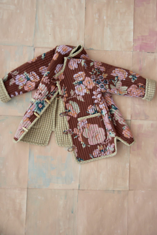 Bonjour Diary Reversible Quilted Jacket Big Brown Flowers Fabric #Littlefrenchheart2