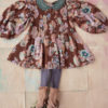 Bonjour Diary Tunique Blouse Big Brown Flowers Fabric #Littlefrenchheart