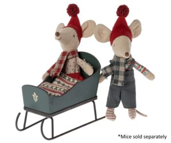 Maileg Sleigh - Mouse Green with mice - Little French Heart