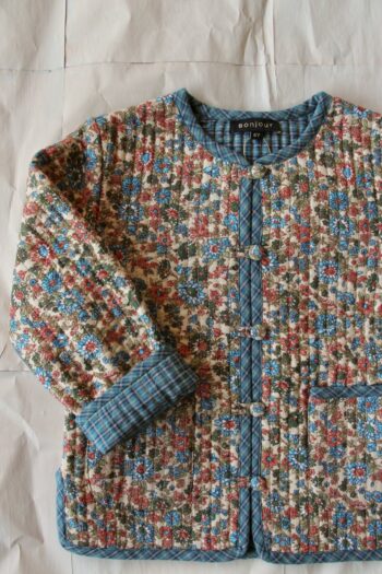 Reversible Quilted Jacket small blue Flowers #Littlefrenchheart 3