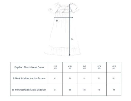 little-vintage-Papillon-short sleeve-dress-Size Chart #Littlefrenchheart