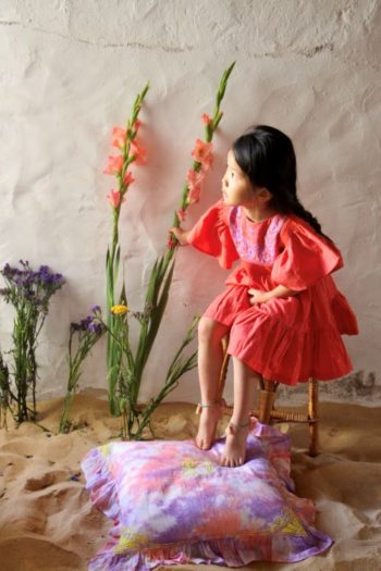 Bonjour Diary Rosalie Dress Pea Gold Poppy with Girl - Little French Heart