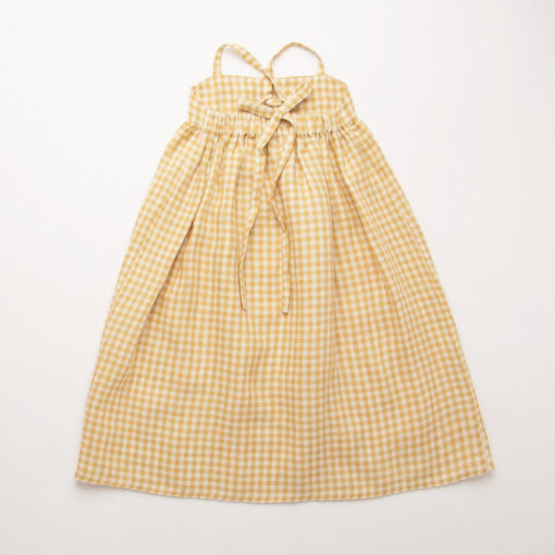 Daisy Chain Dress Hay Check Linen Back - Little French Heart