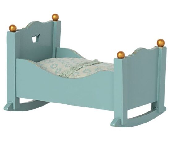 Maileg Cradle Baby Mouse Blue - Little French Heart