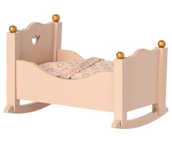 Maileg Cradle Baby Mouse Pink
