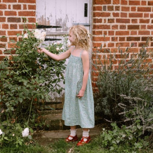 Nellie Quats Daisy Chain Dress Coward Liberty Print Organic Cotton with girl - Little French Heart
