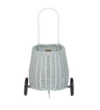 Olli Ella Rattan Luggy Vintage Blue Front View - Little French Heart