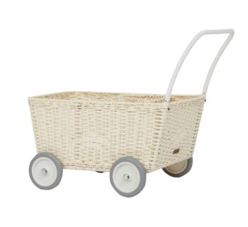 Olli Ella Rattan Strolley Chalk with lid down - Little French Heart