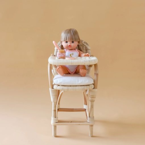 Tiny Harlow Tummy Time Peach Jelly Jar and Spoon doll in high chair - Little French Heart