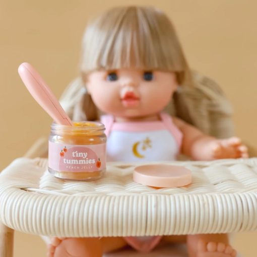Tiny Harlow Tummy Time Peach Jelly Jar and Spoon with Doll - Little French Heart