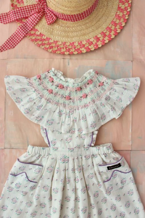Apron Dress Small Pastel Flowers - Little French Heart