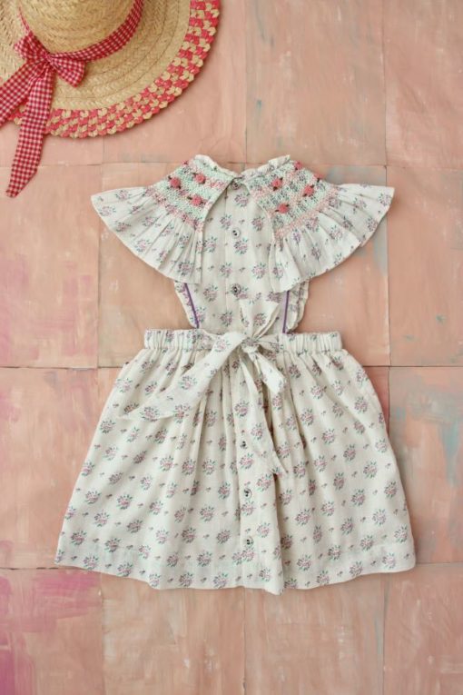 Apron Dress Small Pastel Flowers - Little French Heart