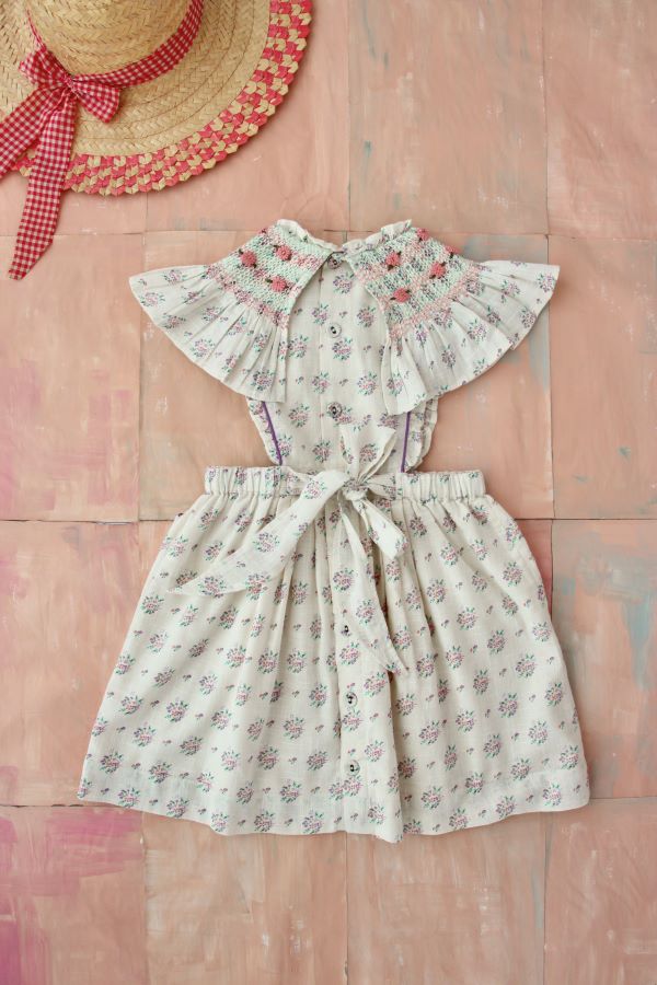 Bonjour Diary Apron Dress Small Pastel Flowers (S2-10) | Little French
