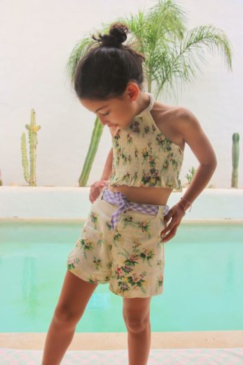 BOnjour Diary Tropical shorts with belt on girl - Little French Heart